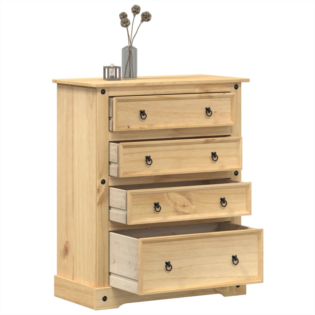 Cassettiera Corona 92x48x120 cm in Legno Massello di Pino - homemem39