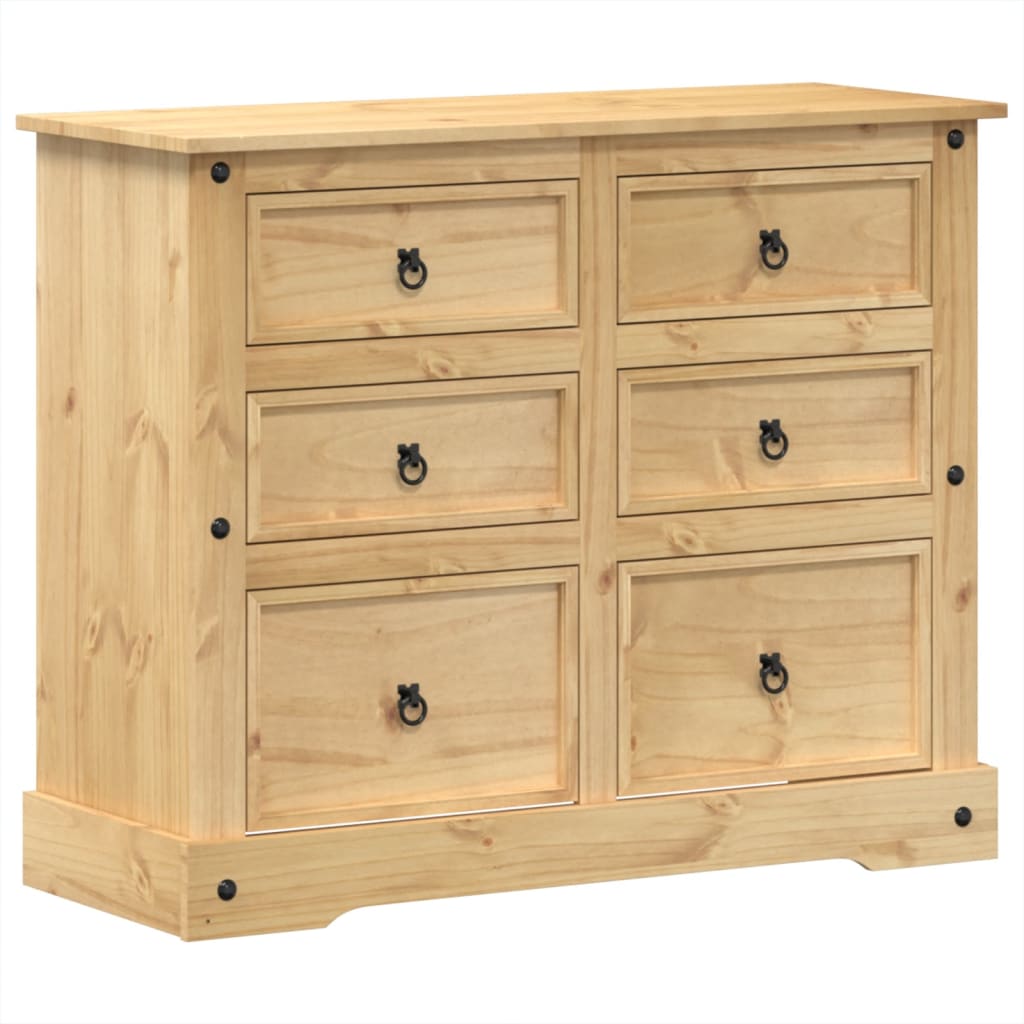 Cassettiera Corona 110x43x91 cm in Legno Massello di Pino - homemem39