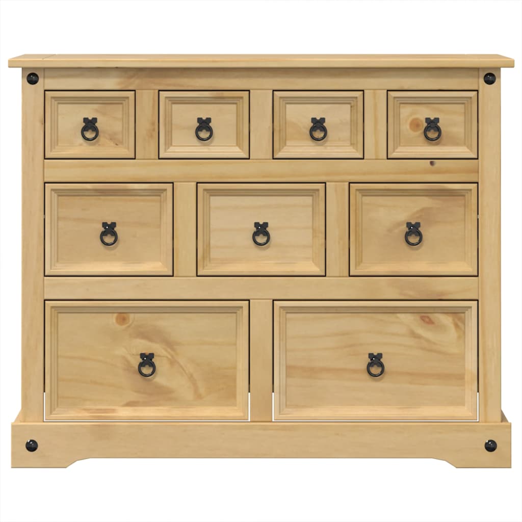 Cassettiera Corona 101x45x82 cm in Legno Massello di Pino - homemem39