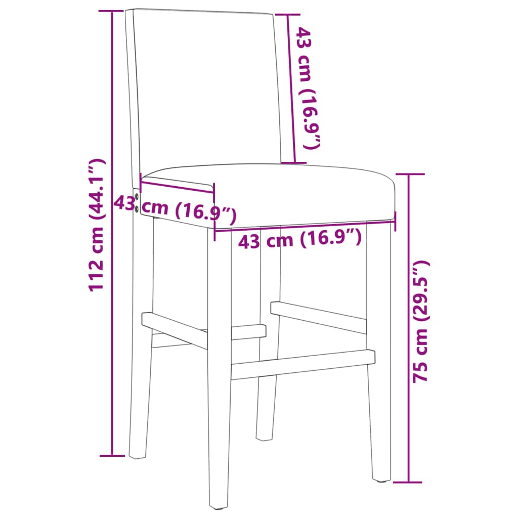 Sedie da Bar 2 pz in Legno Massello di Hevea e Similpelle - homemem39