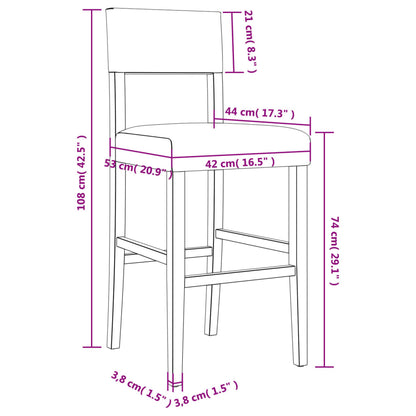 Sedie da Bar 2 pz in Legno Massello di Hevea e Similpelle - homemem39