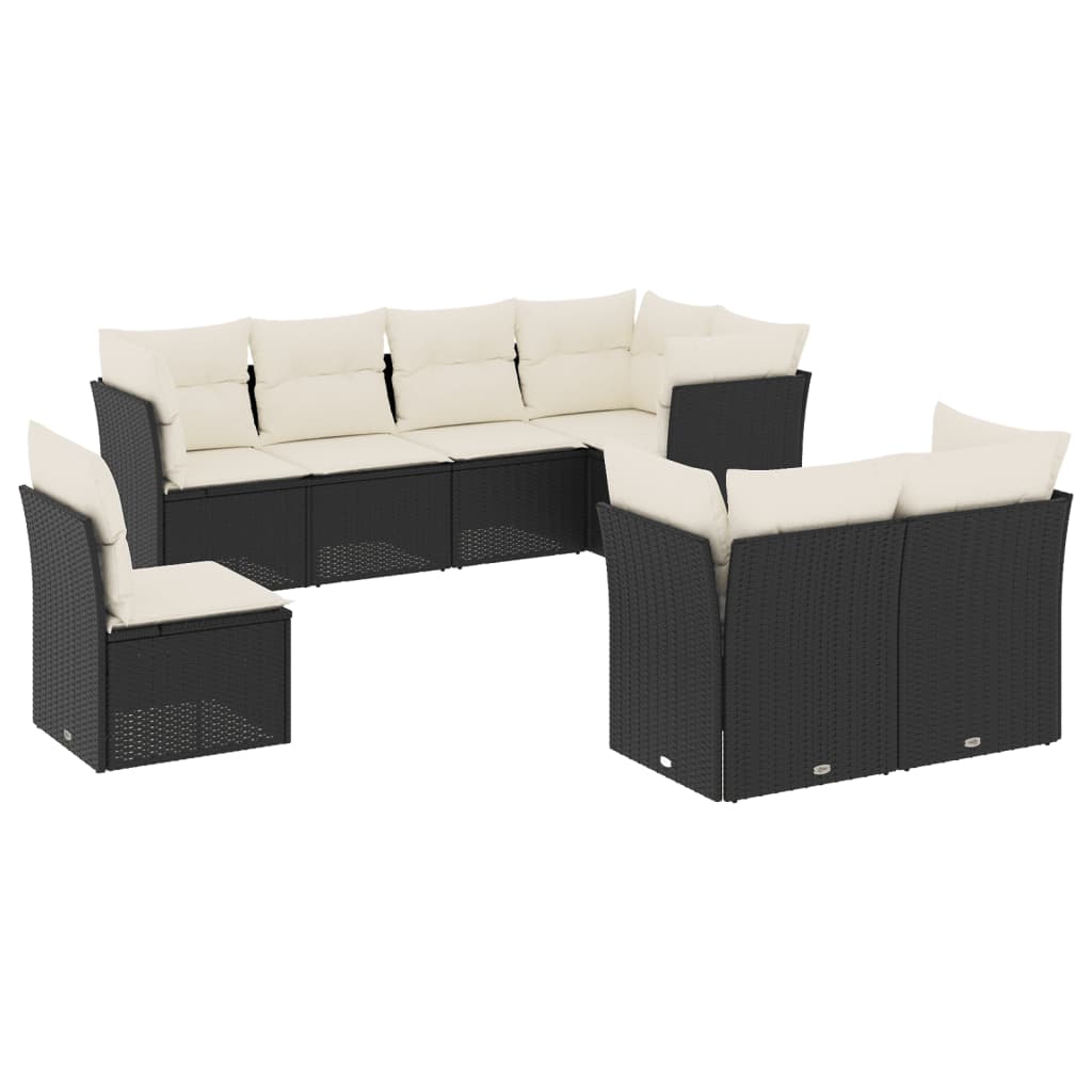 Set Divani da Giardino con Cuscini 8 pz Nero in Polyrattan - homemem39