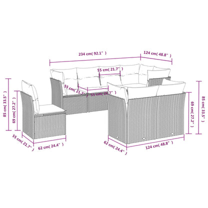 Set Divani da Giardino con Cuscini 8 pz Nero in Polyrattan - homemem39