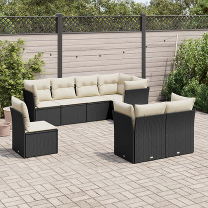 Set Divani da Giardino con Cuscini 8 pz Nero in Polyrattan - homemem39