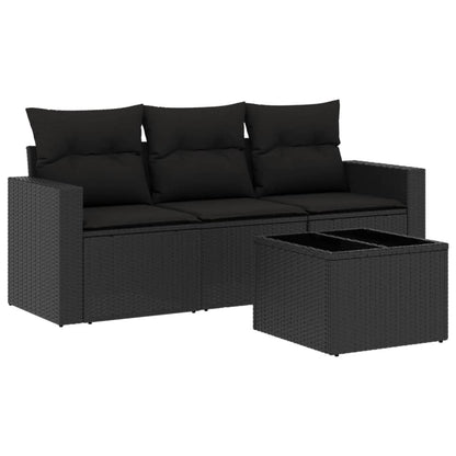 Set Divani da Giardino 4 pz con Cuscini Nero in Polyrattan - homemem39