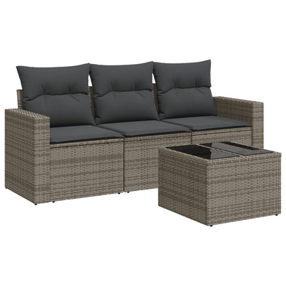 Set Divani da Giardino 4 pz con Cuscini in Polyrattan Grigio - homemem39