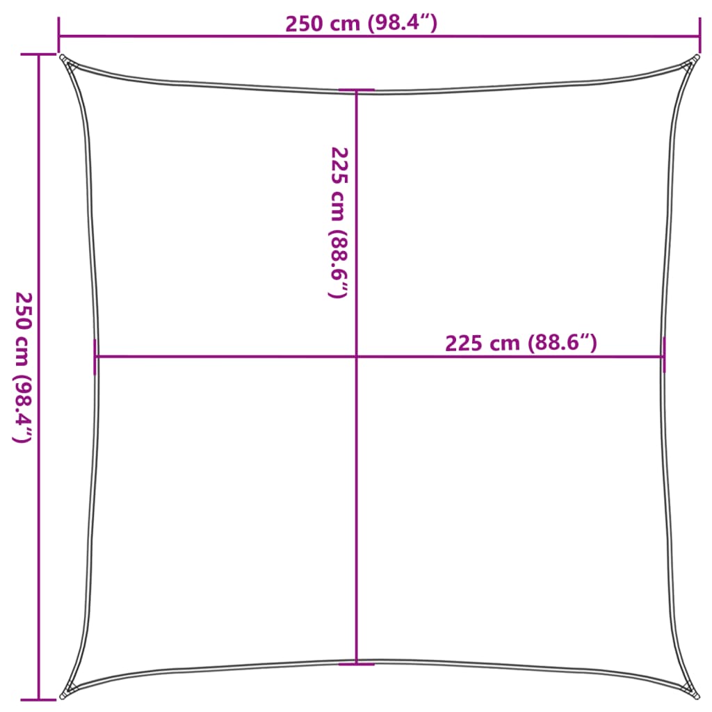 Vela Parasole 160 g/m² Quadrata Grigio Chiaro 2,5x2,5 m in HDPE - homemem39