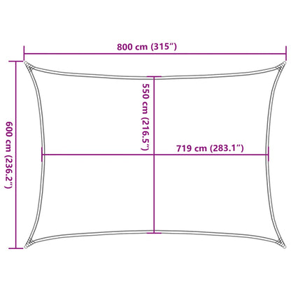 Vela Parasole 160 g/m² Rettangolare Grigio Chiaro 6x8 m in HDPE - homemem39