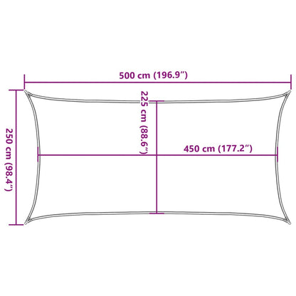 Vela Parasole 160 g/m² Rettangolare Sabbia 2,5x5 m in HDPE - homemem39