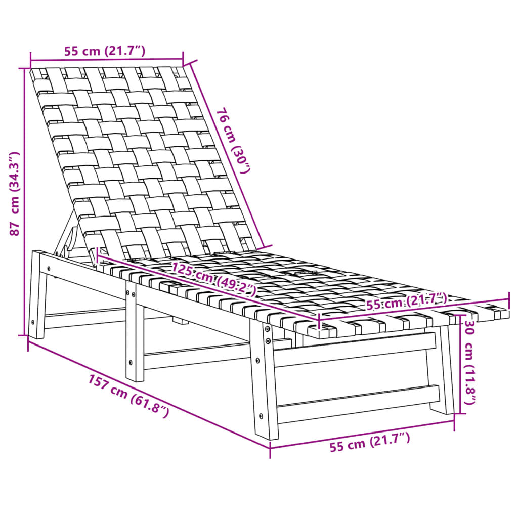 Lettini Prendisole 2pz Blu Scuro Legno Massello Acacia Tessuto - homemem39