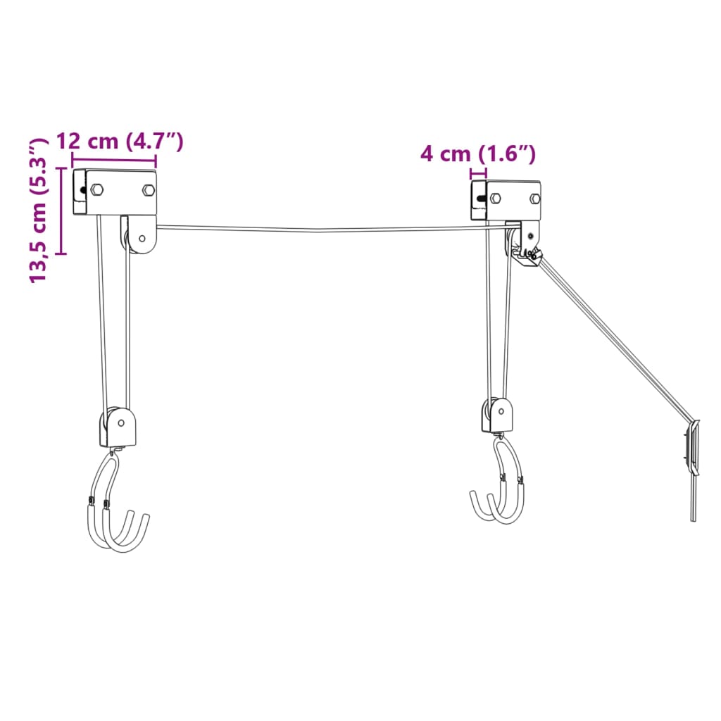 Sollevatore per Bici con Supporto a Soffitto 57 kg - homemem39