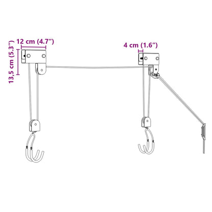 Sollevatore per Bici con Supporto a Soffitto 57 kg - homemem39