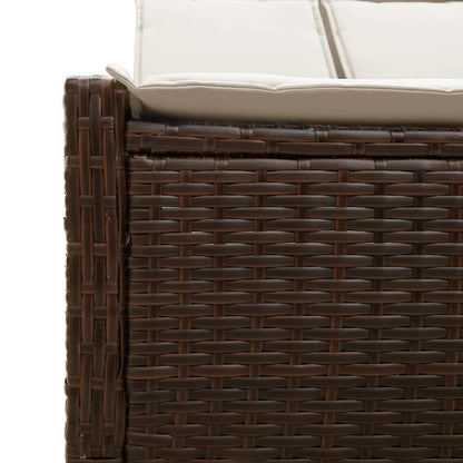 Lettino Prendisole con Cuscini Marrone in Polyrattan - homemem39