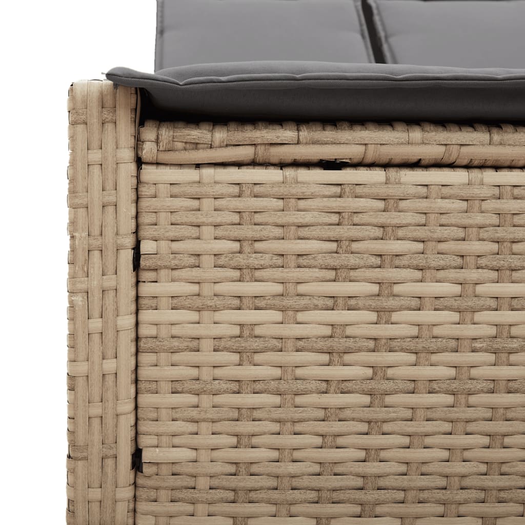 Lettino Prendisole con Cuscini Beige in Polyrattan - homemem39