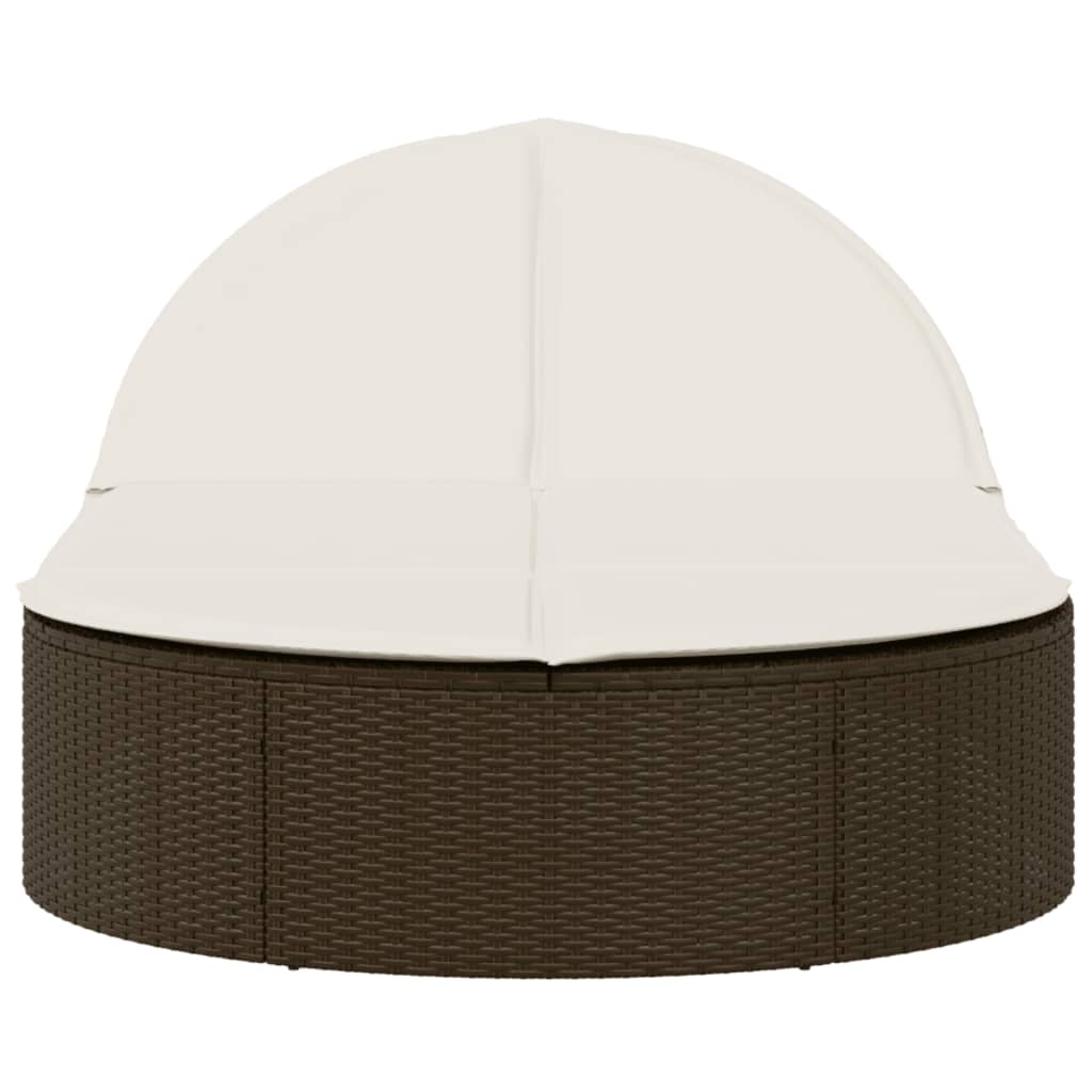 Lettino Prendisole con Cuscini Marrone in Polyrattan - homemem39