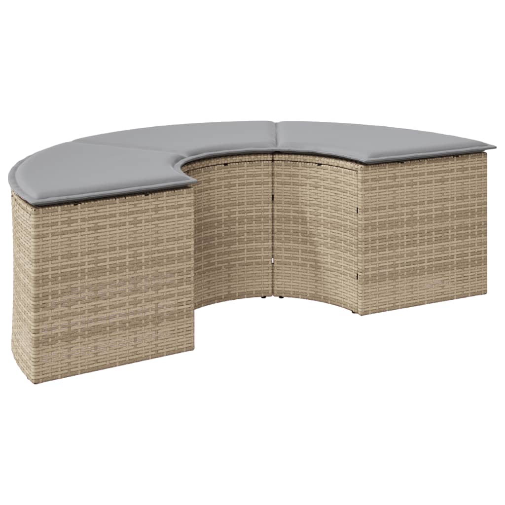 Poggiapiedi da Giardino con Cuscino Beige in Polyrattan