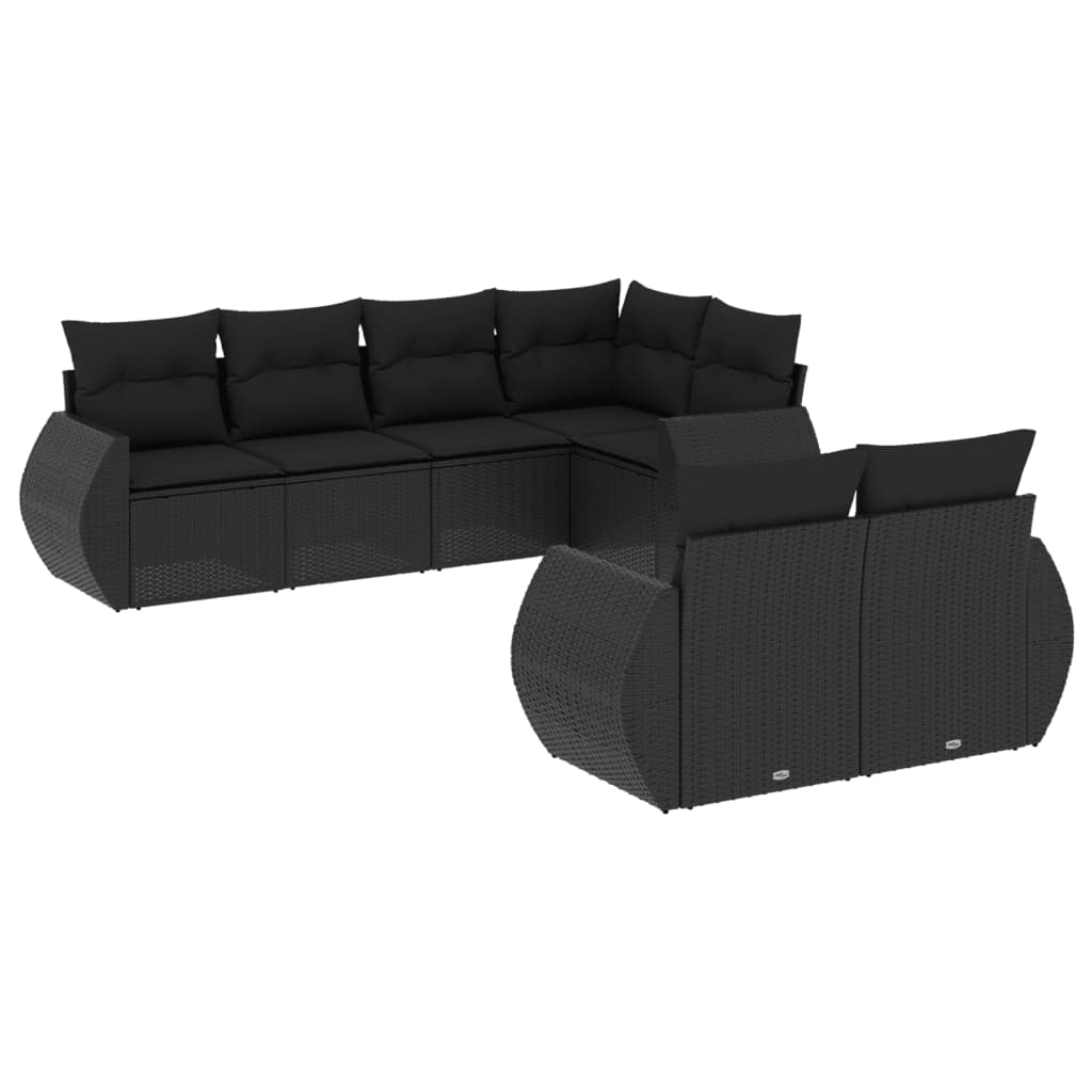 Set Divani da Giardino con Cuscini 7pz Nero Polyrattan - homemem39