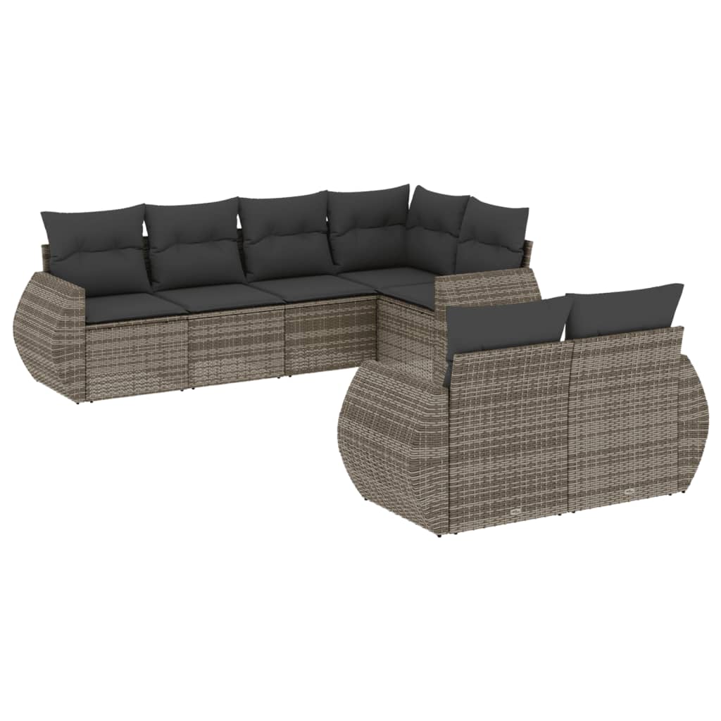 Set Divani da Giardino 7 pz con Cuscini Grigio in Polyrattan - homemem39