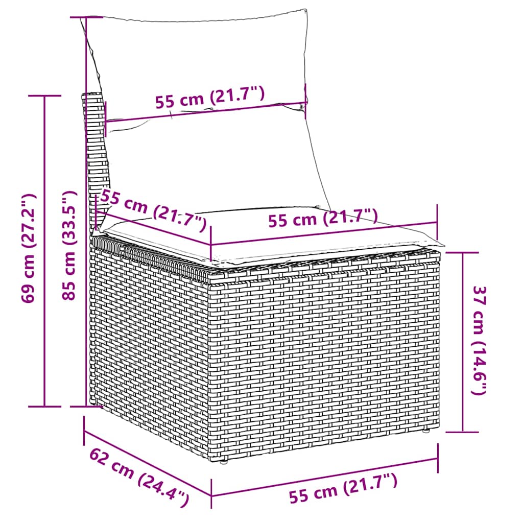 Set Divani da Giardino 7pz con Cuscini Grigio Chiaro Polyrattan - homemem39