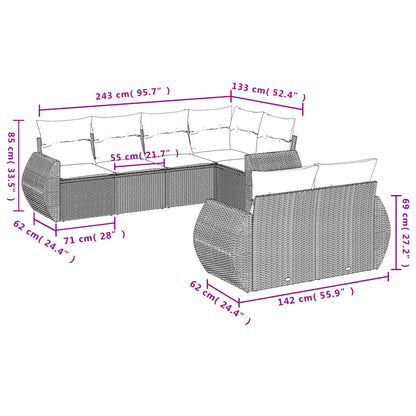 Set Divani da Giardino 7 pz con Cuscini Marrone in Polyrattan - homemem39