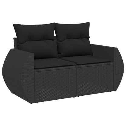 Set Divani da Giardino 9 pz con Cuscini Nero in Polyrattan - homemem39