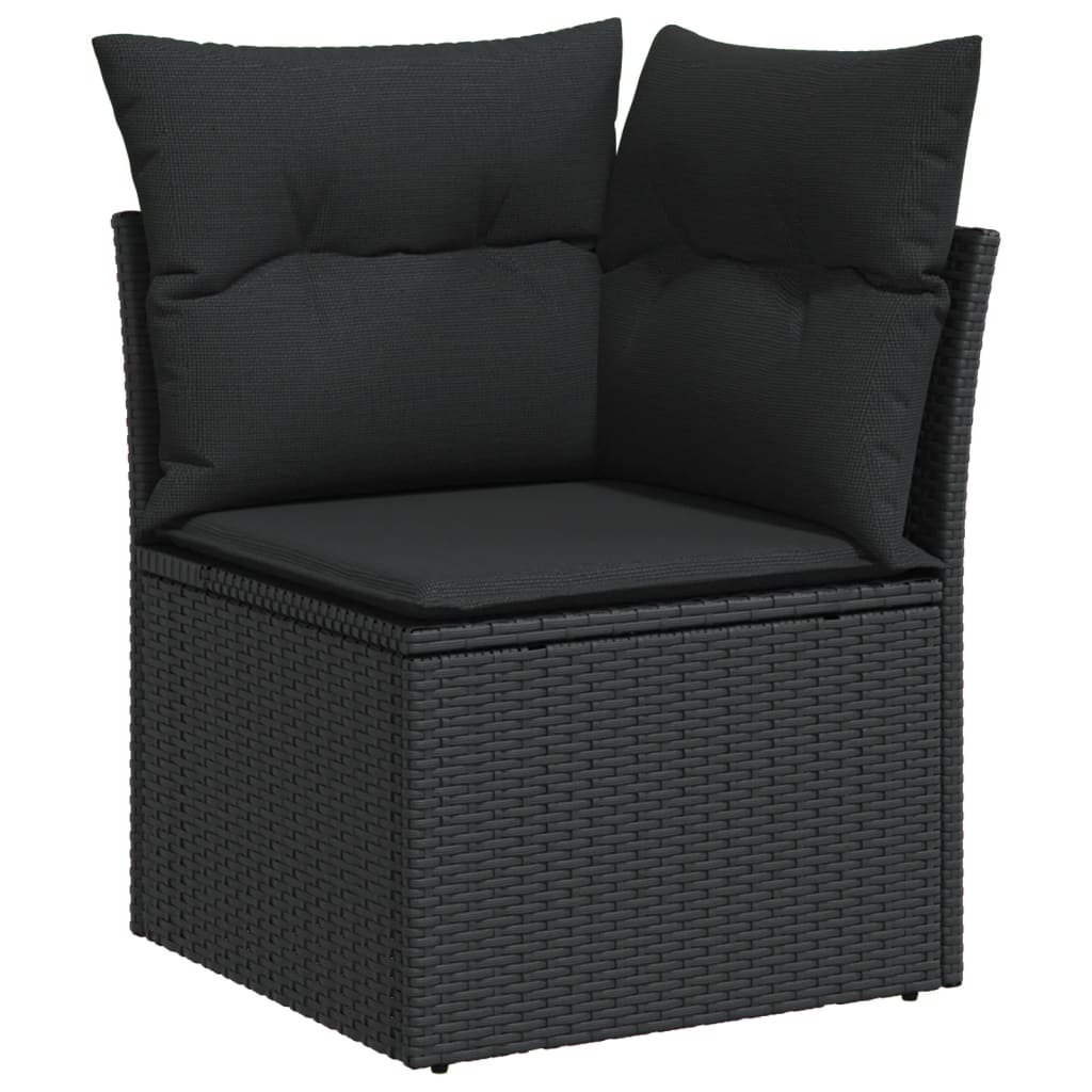 Set Divani da Giardino 9 pz con Cuscini Nero in Polyrattan - homemem39