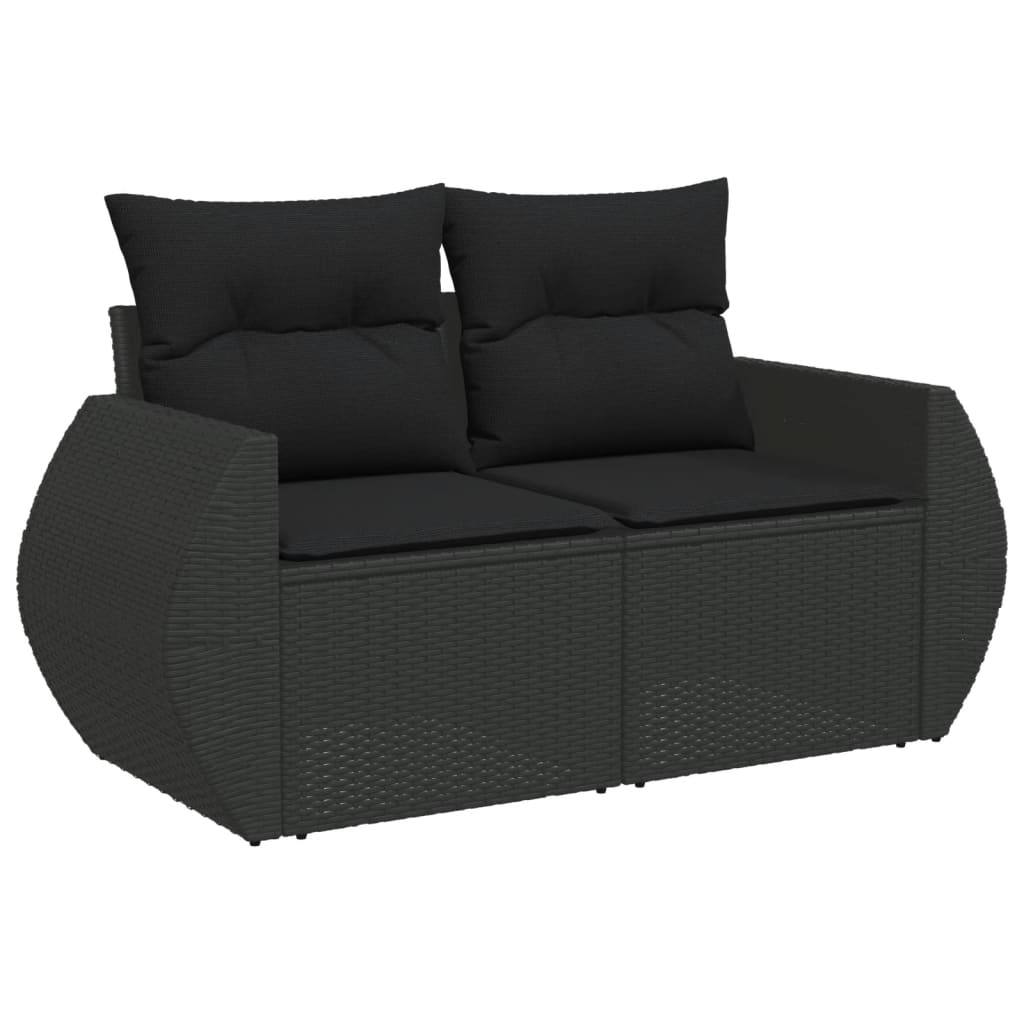 Set Divani da Giardino con Cuscini 8 pz Nero in Polyrattan