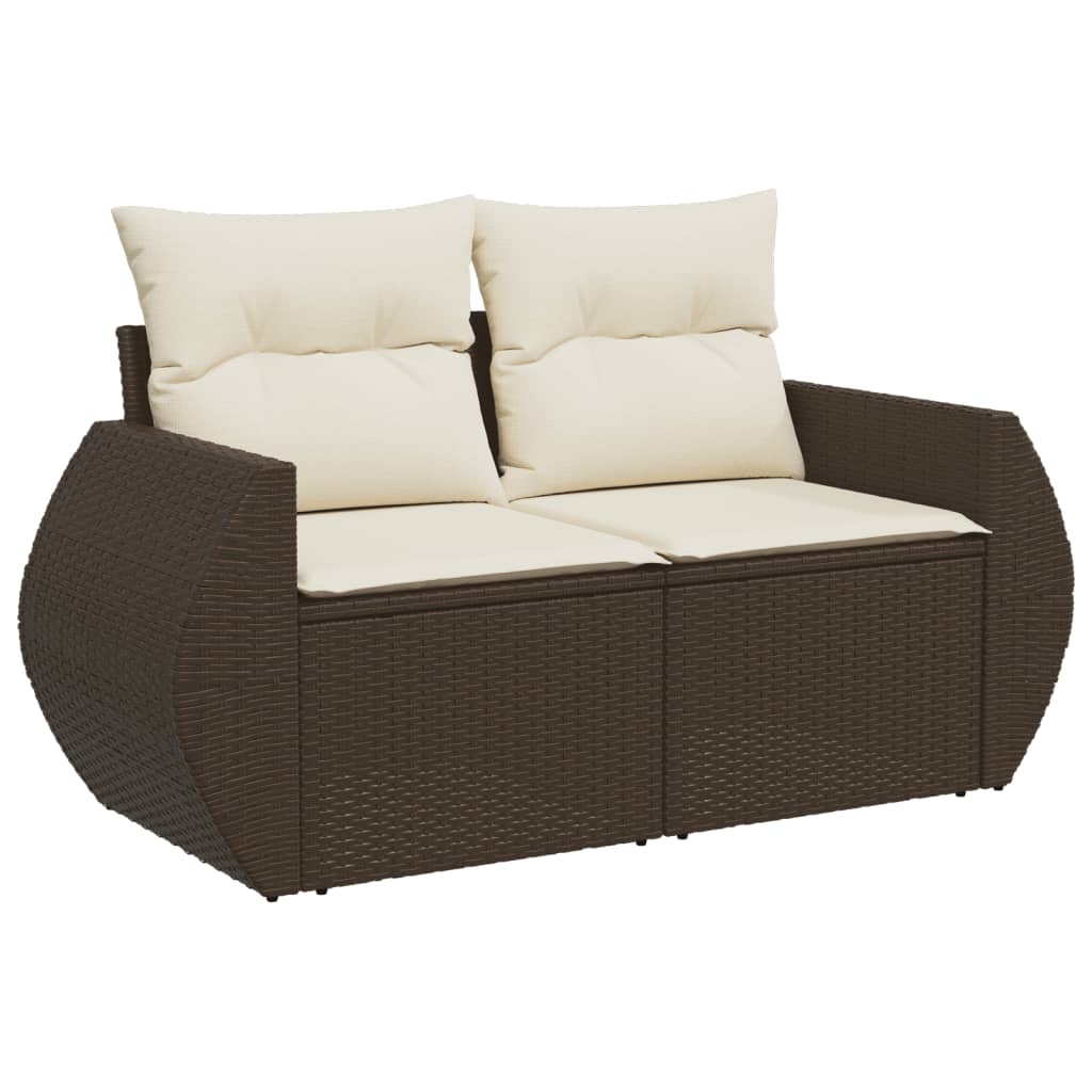 Set Divani da Giardino 8 pz con Cuscini Marrone in Polyrattan - homemem39