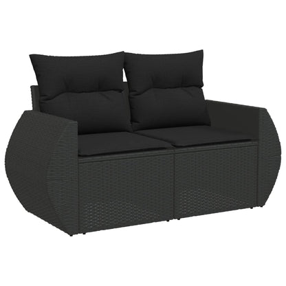 Set Divano da Giardino 6 pz con Cuscini Nero in Polyrattan - homemem39