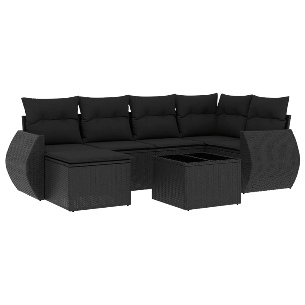 Set Divani da Giardino con Cuscini 7pz Nero Polyrattan - homemem39