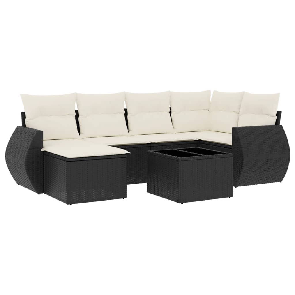 Set Divani da Giardino con Cuscini 7pz Nero Polyrattan - homemem39