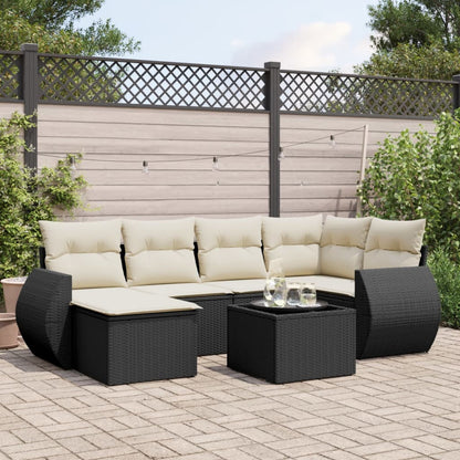 Set Divani da Giardino con Cuscini 7pz Nero Polyrattan - homemem39