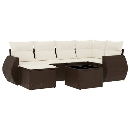 Set Divani da Giardino 7 pz con Cuscini Marrone in Polyrattan - homemem39