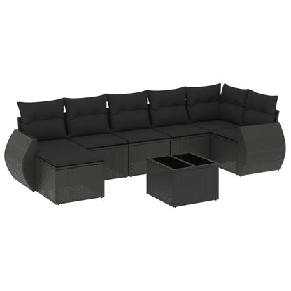 Set Divani da Giardino con Cuscini 8 pz Nero in Polyrattan - homemem39