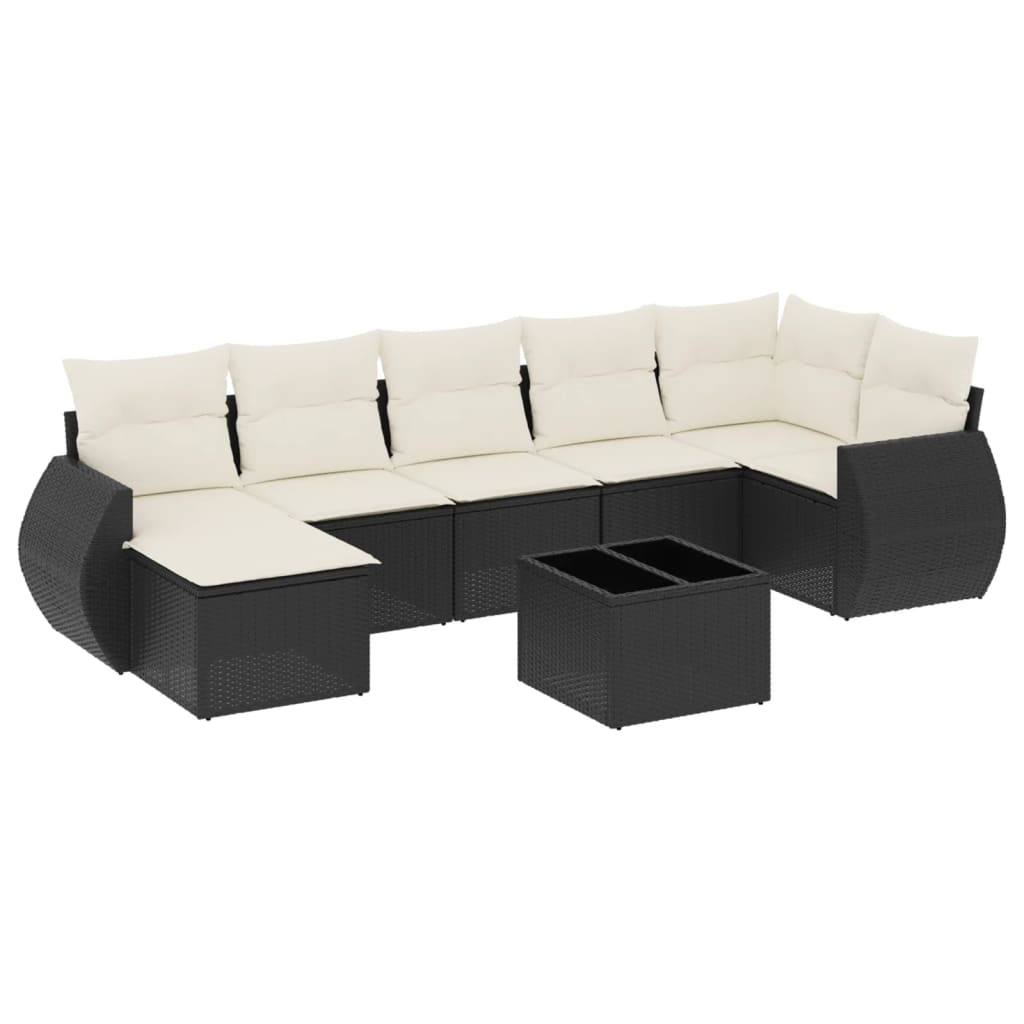 Set Divani da Giardino con Cuscini 8 pz Nero in Polyrattan - homemem39