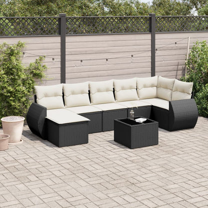 Set Divani da Giardino con Cuscini 8 pz Nero in Polyrattan - homemem39