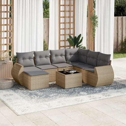 Set Divano da Giardino 8 pz con Cuscini Beige in Polyrattan - homemem39