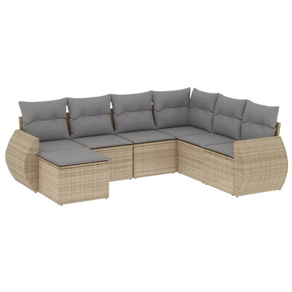 Set Divani da Giardino 7 pz con Cuscini Beige in Polyrattan - homemem39