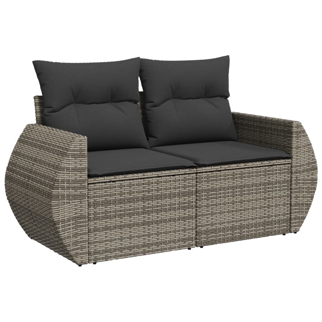 Set Divani da Giardino 7 pz con Cuscini Grigio in Polyrattan - homemem39