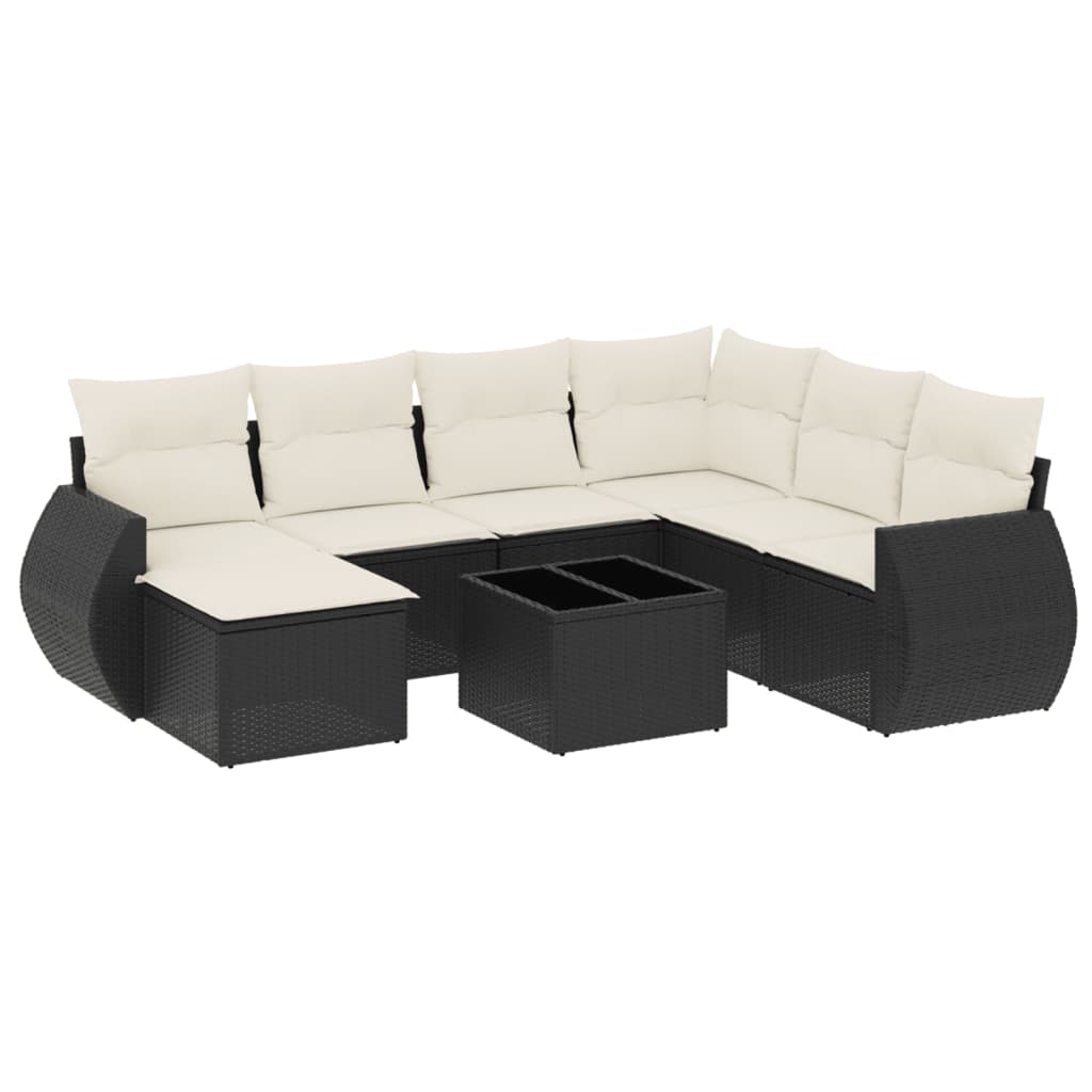 Set Divani da Giardino con Cuscini 8 pz Nero in Polyrattan - homemem39