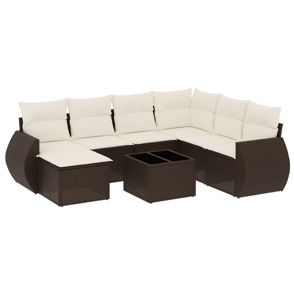 Set Divani da Giardino 8 pz con Cuscini Marrone in Polyrattan - homemem39