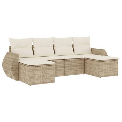 Set Divano da Giardino 6 pz con Cuscini Beige in Polyrattan - homemem39