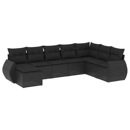 Set Divani da Giardino con Cuscini 8 pz Nero in Polyrattan - homemem39