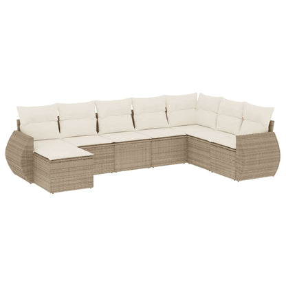 Set Divano da Giardino 8 pz con Cuscini Beige in Polyrattan - homemem39