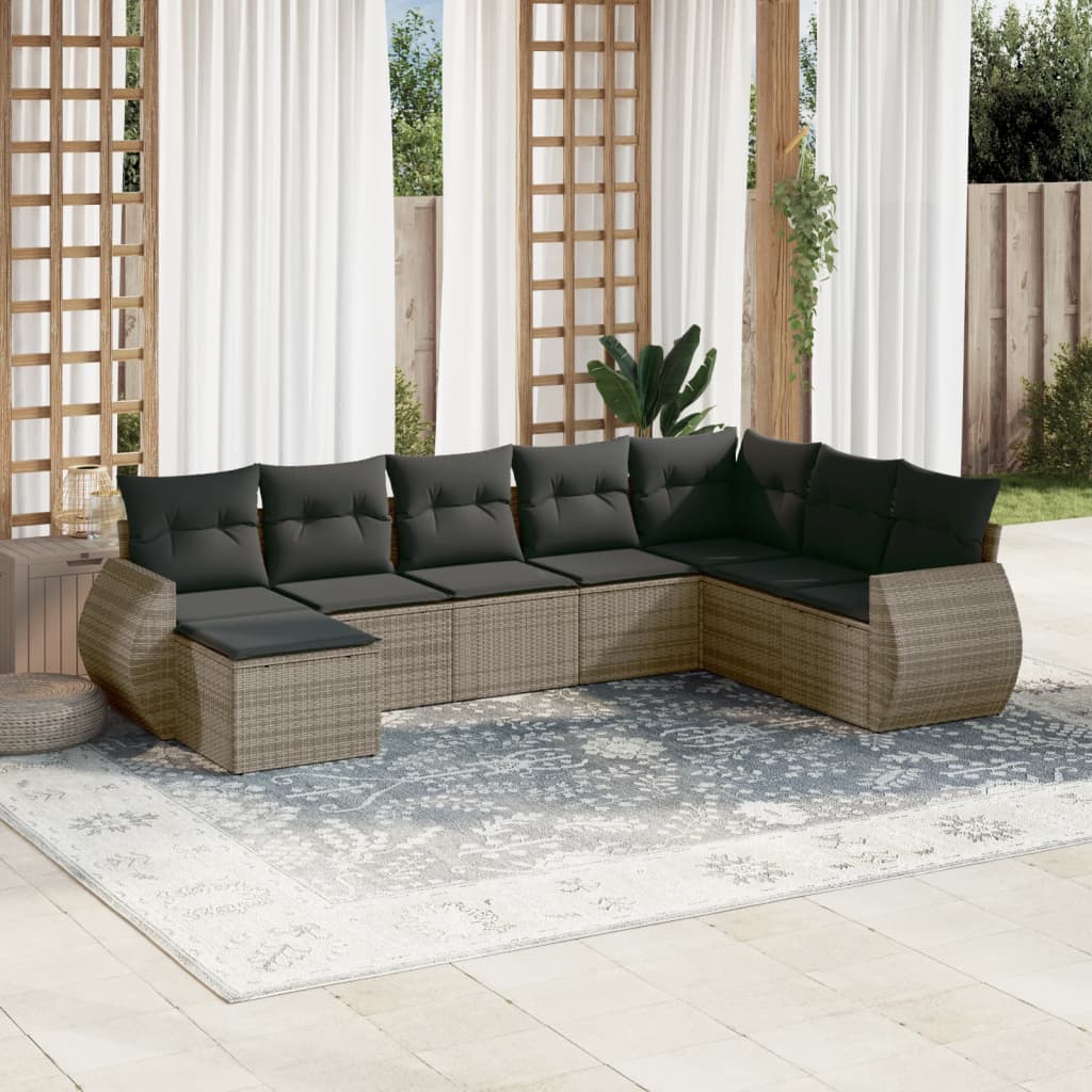 Set Divano da Giardino 8 pz con Cuscini Grigio in Polyrattan - homemem39