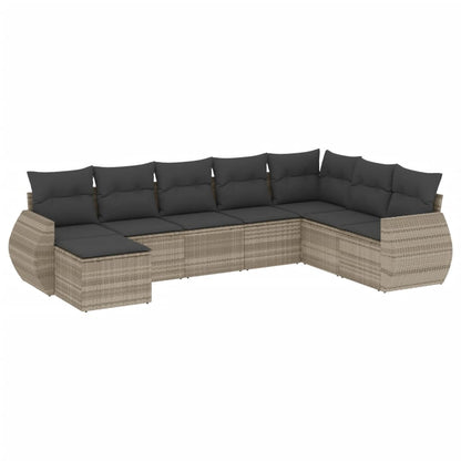 Set Divano da Giardino 8pz con Cuscini Grigio Chiaro Polyrattan - homemem39