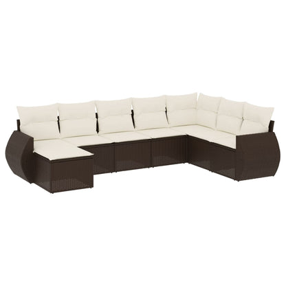 Set Divani da Giardino 8 pz con Cuscini Marrone in Polyrattan - homemem39