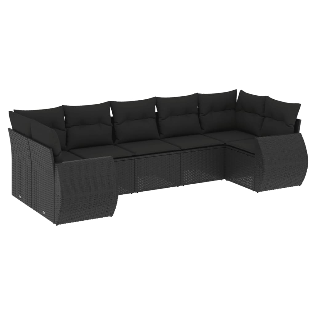 Set Divani da Giardino con Cuscini 7pz Nero Polyrattan - homemem39