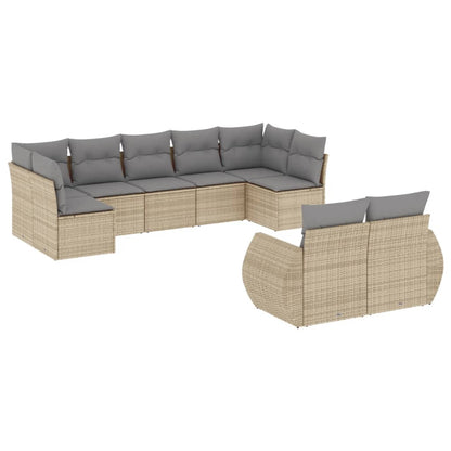 Set Divano da Giardino 9 pz con Cuscini Beige in Polyrattan - homemem39