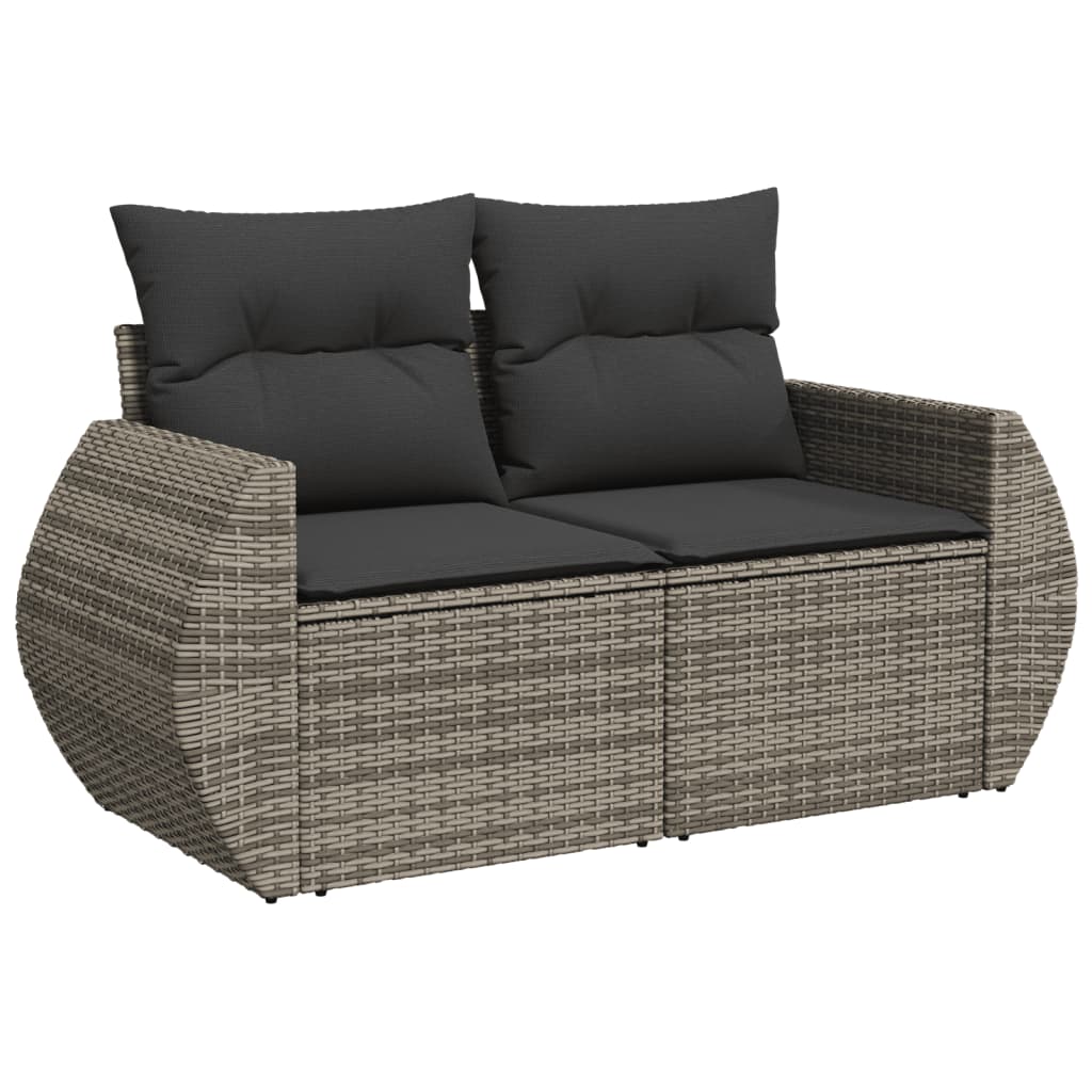 Set Divano da Giardino 9 pz con Cuscini Grigio in Polyrattan - homemem39